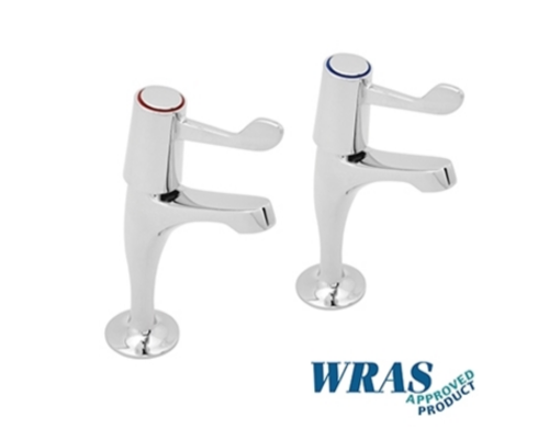 Die-Pat Chrome Plated Pillar Taps with 3" Levers - 2100/D