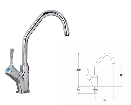 Mechline AquaTechnix LEVER operated faucet TX-B-10 base with 150mm swivel spout