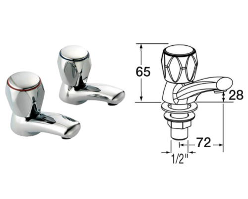 Mechline Performa 1/2-inch Dome Head Basin Taps - WR-500BD