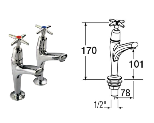 Mechline Performa 1/2-inch Cross Head Sink Taps - WR-500SX
